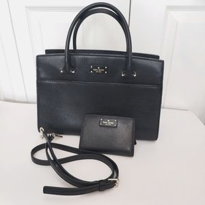 Kate Spade Black Leather Grove Street Caley Handbag & Wallet